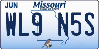 MO license plate WL9N5S