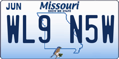 MO license plate WL9N5W