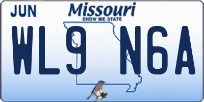 MO license plate WL9N6A