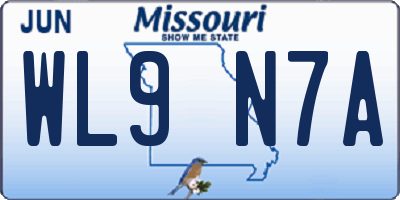 MO license plate WL9N7A