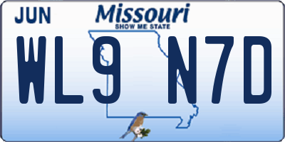 MO license plate WL9N7D