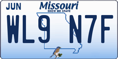 MO license plate WL9N7F