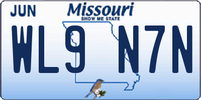 MO license plate WL9N7N