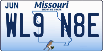 MO license plate WL9N8E