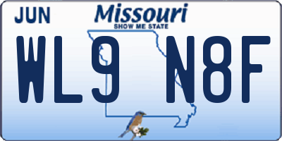 MO license plate WL9N8F