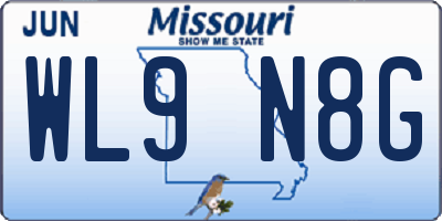 MO license plate WL9N8G
