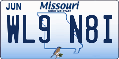 MO license plate WL9N8I