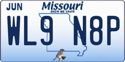 MO license plate WL9N8P