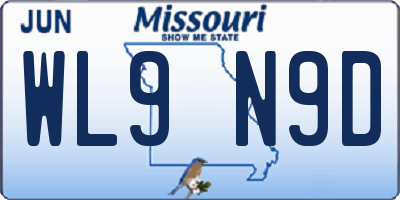 MO license plate WL9N9D