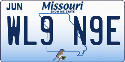 MO license plate WL9N9E