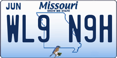 MO license plate WL9N9H