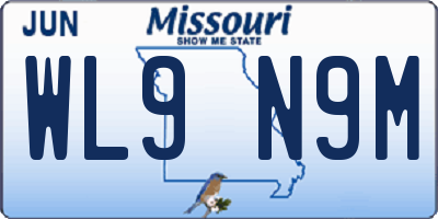 MO license plate WL9N9M