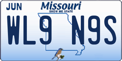MO license plate WL9N9S
