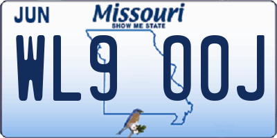 MO license plate WL9O0J