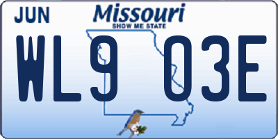 MO license plate WL9O3E