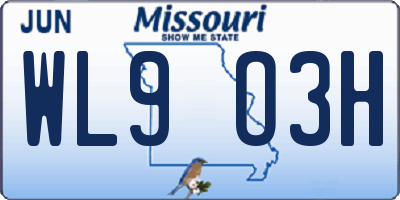 MO license plate WL9O3H