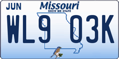 MO license plate WL9O3K