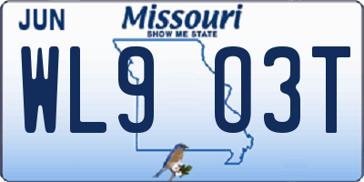 MO license plate WL9O3T