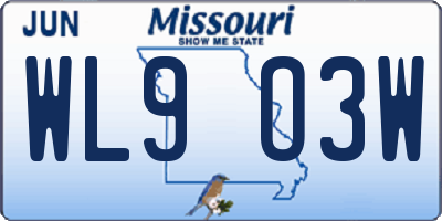 MO license plate WL9O3W