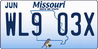 MO license plate WL9O3X