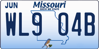 MO license plate WL9O4B