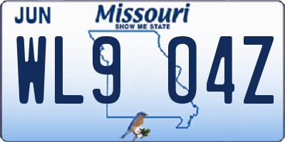 MO license plate WL9O4Z