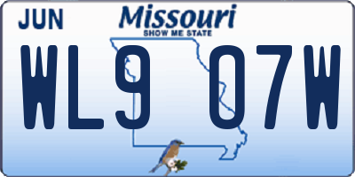 MO license plate WL9O7W