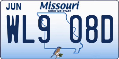 MO license plate WL9O8D