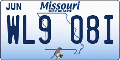 MO license plate WL9O8I
