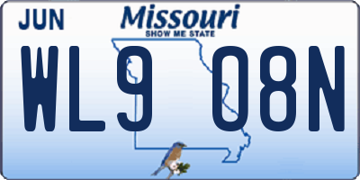 MO license plate WL9O8N