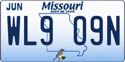 MO license plate WL9O9N