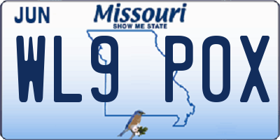 MO license plate WL9P0X