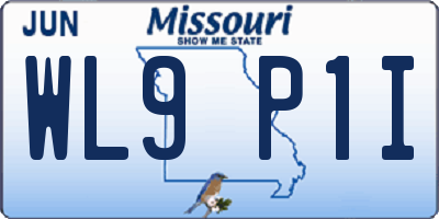 MO license plate WL9P1I