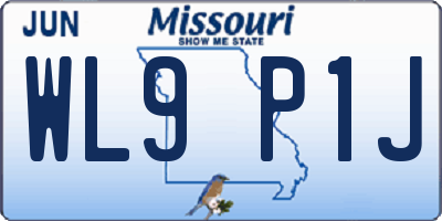 MO license plate WL9P1J