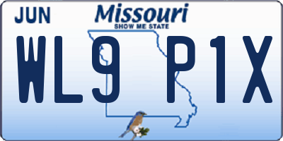MO license plate WL9P1X