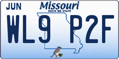 MO license plate WL9P2F