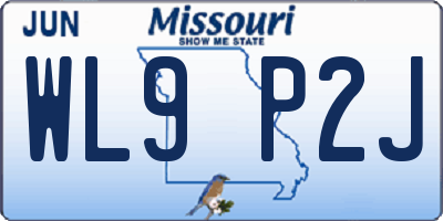 MO license plate WL9P2J