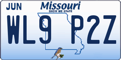 MO license plate WL9P2Z