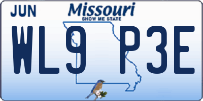 MO license plate WL9P3E