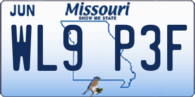 MO license plate WL9P3F