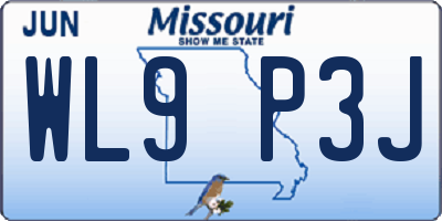 MO license plate WL9P3J