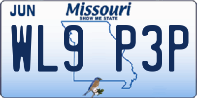 MO license plate WL9P3P