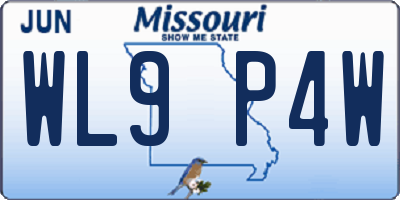MO license plate WL9P4W