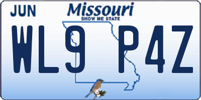 MO license plate WL9P4Z