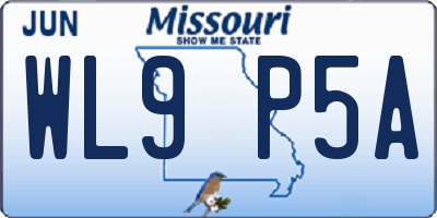MO license plate WL9P5A