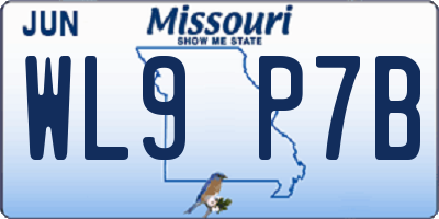 MO license plate WL9P7B
