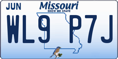 MO license plate WL9P7J