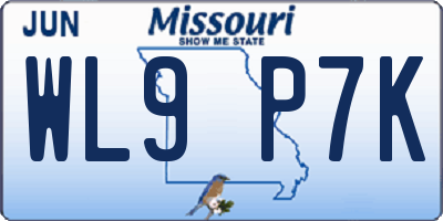 MO license plate WL9P7K