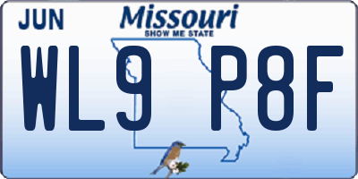 MO license plate WL9P8F