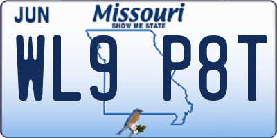 MO license plate WL9P8T